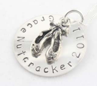 Ballet Ballerina Nutcracker Silver Necklace Handstamped Personalized 