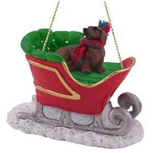  Red Doxie in a Sleigh Christmas Ornament: Home & Kitchen
