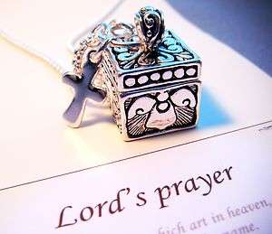Lords Prayer Necklace with Prayer Box Scroll & Prayer Card Included 