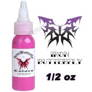  Iron Butterfly Tattoo Ink 1/2 OZ LIGHT MAGENTA Lite NEW Health 