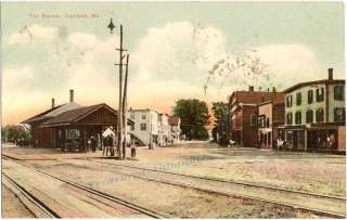 1903 Oakland Maine Town Square Train RR Depot Postcard  