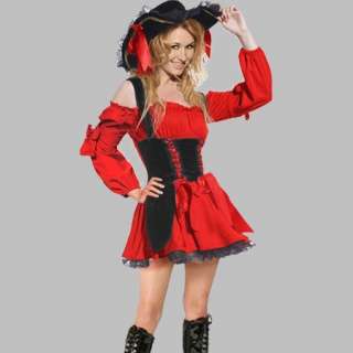 SEXY PIRATIN DELUXE ROT Kostüm Damen Pirat Gr.32 bis 38  