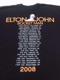 ELTON JOHN rocket man 2008 tour LARGE concert T SHIRT  