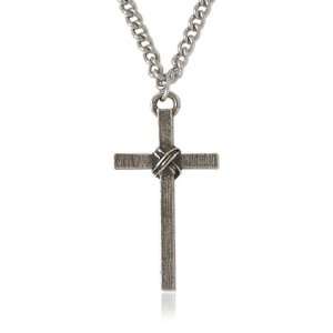  Bob Siemon Pewter Textured Wrapped Cross Pendant Necklace 