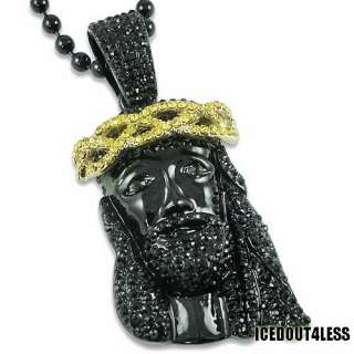 Iced Out Black Canary Crown Jesus Piece Pendant & Chain  