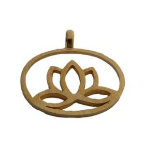  18k Gold Matte Lotus Flower Link Pendant Jewelry