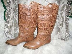 MARC ALPERT TeePee Tooled Brown Leather Boots~SZ 5.5~Brazil~NEW  