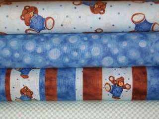   Quarter Bundle Lot Peek a Boo Teddy Bear Baby Boy Nursery Fabric FQS