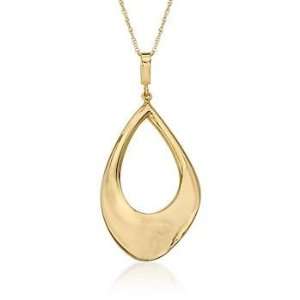    14kt Yellow Gold Abstract Teardrop Pendant Necklace: Jewelry