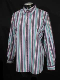 Foxcroft Sz 14 Wrinkle Free Striped Polka Dot Shirt Top  