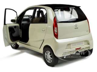 Brand new 1:18 scale diecast model car of 2009 Tata Nano Cream/White 