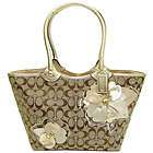 NWT Coach Signature Bleeker Flower Floral Applique Shopper Bag Tote 