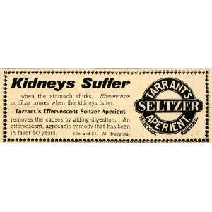 1898 Ad Kidneys Tarrants Seltzer Drug Illness Health   Original Print 