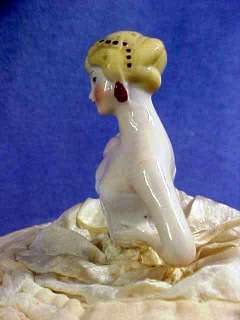 German Half doll pincushion  BLONDE Art Deco Lady  