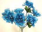 TURQUOISE BLUE Silk Mums Wedding Bouquet Flowers Mum Bush NO DEW
