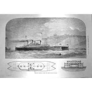  1873 Dicey Channel Steamer Ship Deck Plan Section