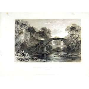    Roman Bridge River Moose Lanark Trees 1838 Scotland