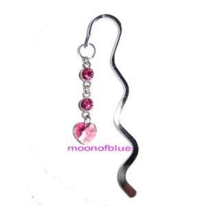  Mini Silver Bookmark with Pink Swarovski Crystal: Office 