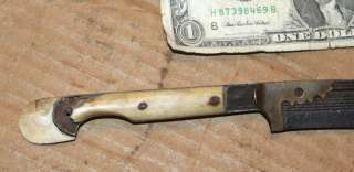 Vintage Bone,Brass Handle Knife,Dagger,War Relic,Fighting Weapon 