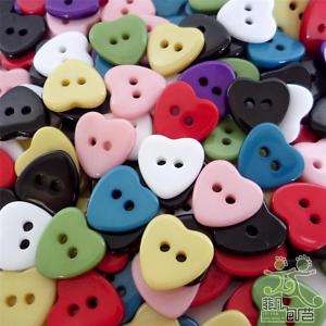 80pcs Plastic mixed Heart Shape Buttons Ø11mm 2 holes  