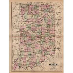  Johnson 1889 Antique Map of Indiana
