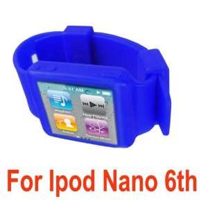  Blue Silicon Watch Band Wrist Strap for iPod Nano 6 6th 