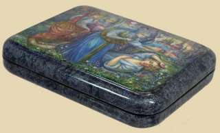 This gorgeous Russian lacquer box from the village of Fedoskino is 
