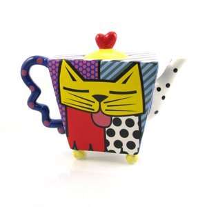  Large Teapot with Cat Romero Britto: Home & Kitchen