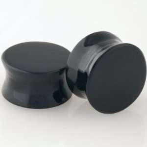  Pair of Obsidian Double Flared Plugs 2g Gorilla Glass Jewelry