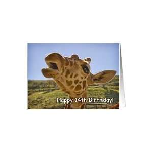  Happy 14th Birthday   talking giraffe Card Toys & Games
