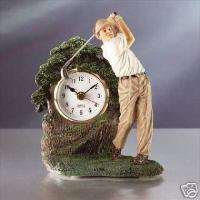 DESK CLOCK ALABASTRITE SWINGING GOLFER CLOCK  