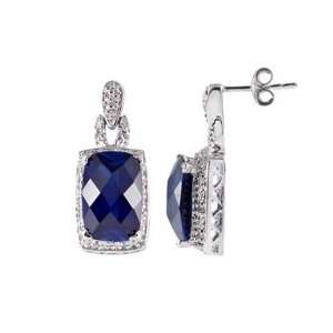 Synthetic Sapphire Diamond Earrings (.10 ct. tw.)
