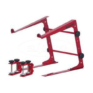  Odyssey LSTANDRED Red DJ Laptop Stand With Clamps DJ 
