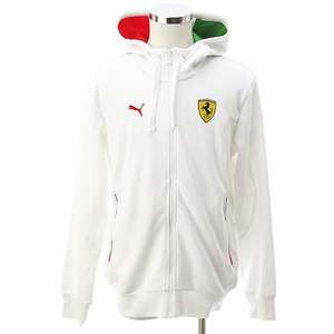 BN PUMA Mens Ferrari SF Hooded Sweat Jacket White Color Asia Size 