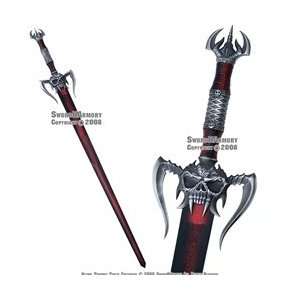  Gothic Skull Long Sword With Wall Mount Plaque