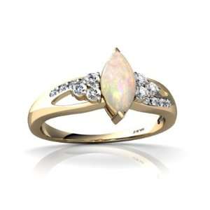   Yellow Gold Marquise Genuine Opal Antique Style Ring Size 8.5: Jewelry