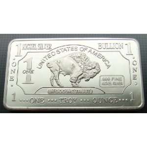   oz .999 Fine Nickel Silver Buffalo Bar *KromeProducts 