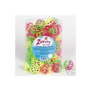  Zanies Lattice Jingle Bell Balls Cat Toy CANISTER of 60 