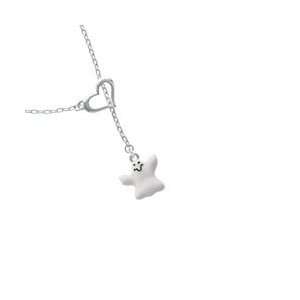  White Ghost Heart Lariat Charm Necklace [Jewelry] Jewelry