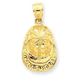  14k Yellow Gold 3 D Firefighter Hat Pendant Jewelry