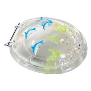   Round Resin Toilet Seat with Dolphin Design, Clear: Home Improvement