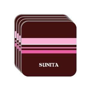 Personal Name Gift   SUNITA Set of 4 Mini Mousepad Coasters (pink 