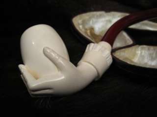   Vintage Carved Meerschaum Smoking Pipe From Budapest Adler Fulop Fia