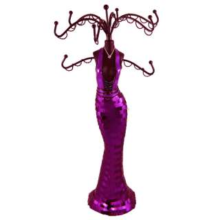Purple Sequin Jewelry Stand Doll Mannequin 15 Tall  
