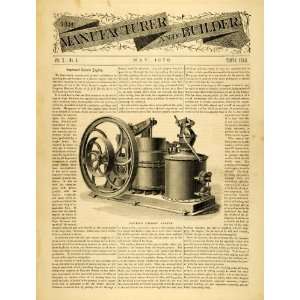 1878 Article Felix Brown Caloric Engine Progress Machine 
