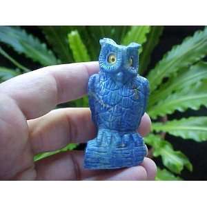  E1603 Gemqz Lapis Lazuli Carved OWL Cute  Everything 