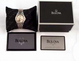 Bulova Watch BVA 130 Series Two Tone Rose Gold Diamonds Automatic 