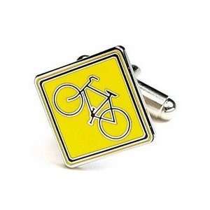  Bicycle Crossing Street Sign Executive Cuff Links   1 Pair 