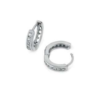 925 WOMENS STERLING SILVER C60 ETERNITY HUGGIE EARRINGS  