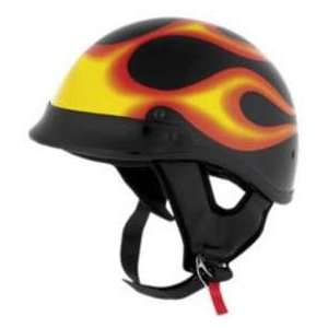Skid Lid Helmets SL TRADITIONAL BLACK FLAMES 2XL MOTORCYCLE Classic 
